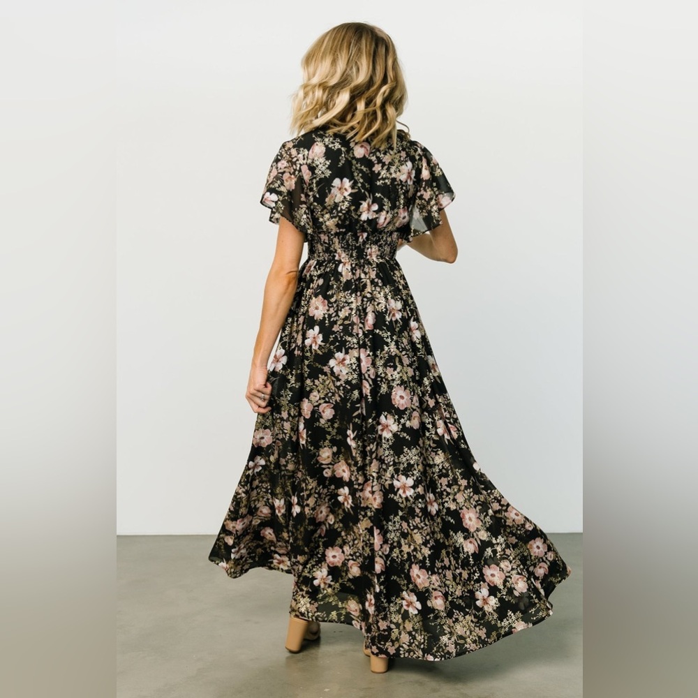 NWT Baltic Born Lynlee Metallic Maxi Dress Black Metallic Floral Flutter Size 3X - Picture 5 of 10